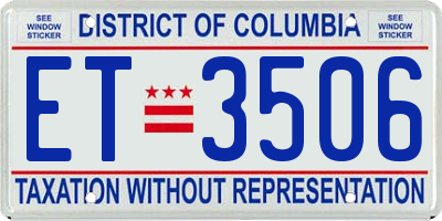 DC license plate ET3506