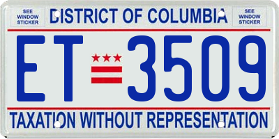 DC license plate ET3509