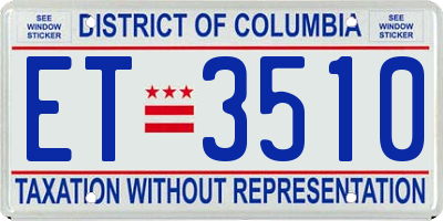 DC license plate ET3510
