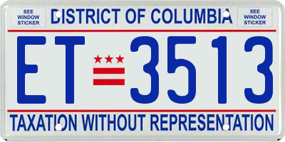 DC license plate ET3513