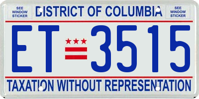 DC license plate ET3515