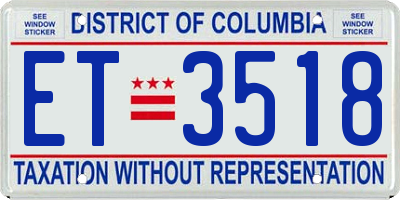 DC license plate ET3518