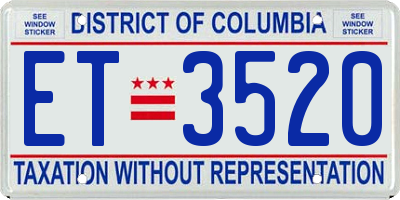 DC license plate ET3520