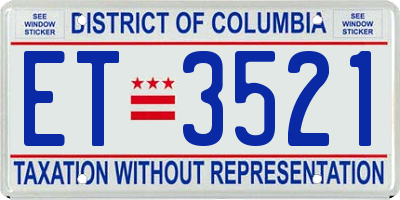 DC license plate ET3521