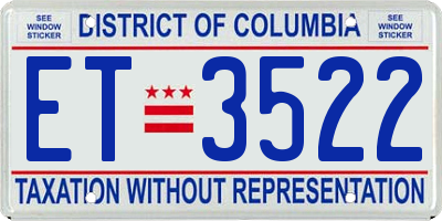 DC license plate ET3522
