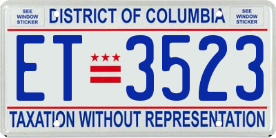 DC license plate ET3523