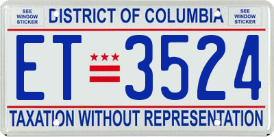 DC license plate ET3524