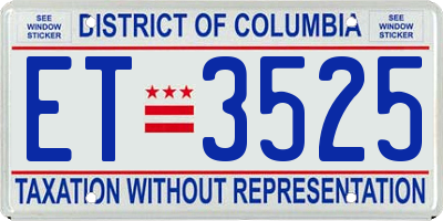 DC license plate ET3525