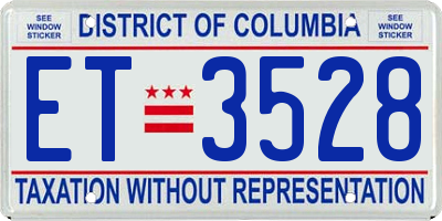 DC license plate ET3528