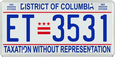 DC license plate ET3531