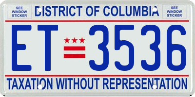DC license plate ET3536