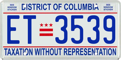 DC license plate ET3539