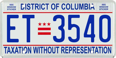 DC license plate ET3540