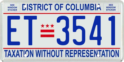 DC license plate ET3541