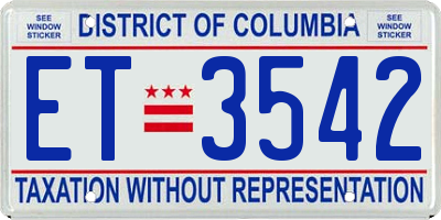 DC license plate ET3542