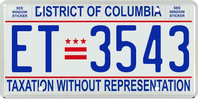 DC license plate ET3543