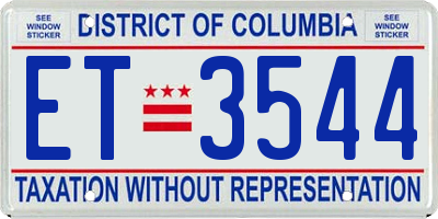 DC license plate ET3544