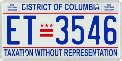DC license plate ET3546