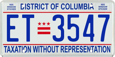 DC license plate ET3547