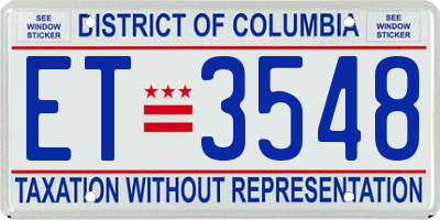 DC license plate ET3548