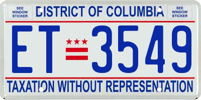 DC license plate ET3549