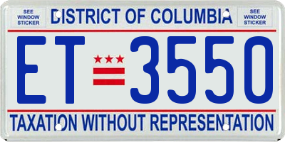 DC license plate ET3550