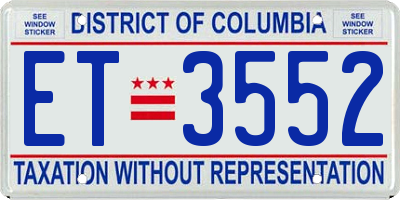 DC license plate ET3552