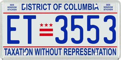 DC license plate ET3553