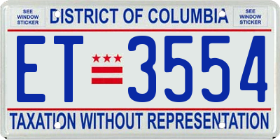 DC license plate ET3554