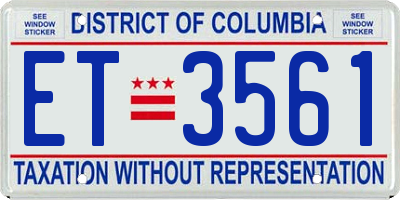 DC license plate ET3561