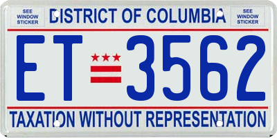 DC license plate ET3562
