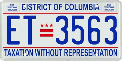 DC license plate ET3563