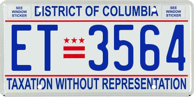 DC license plate ET3564
