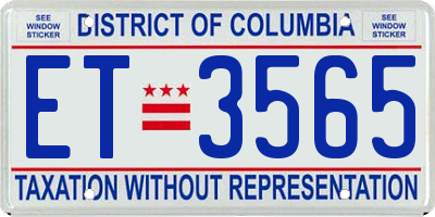 DC license plate ET3565