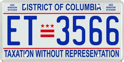 DC license plate ET3566