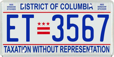 DC license plate ET3567