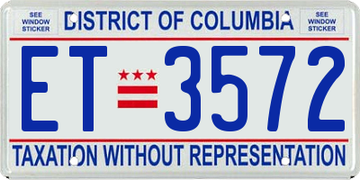 DC license plate ET3572