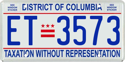 DC license plate ET3573