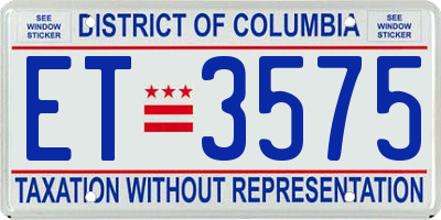 DC license plate ET3575