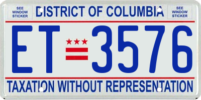 DC license plate ET3576