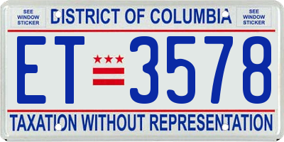DC license plate ET3578