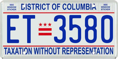 DC license plate ET3580