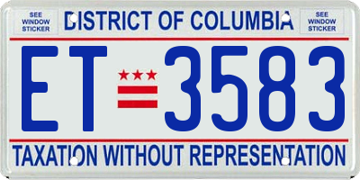 DC license plate ET3583