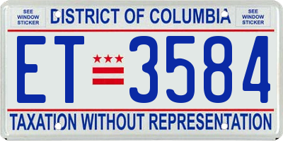 DC license plate ET3584