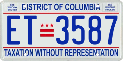 DC license plate ET3587