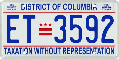 DC license plate ET3592