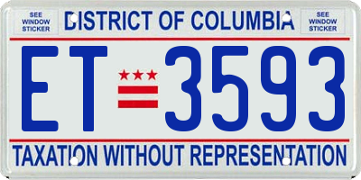 DC license plate ET3593