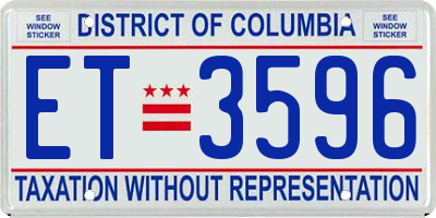 DC license plate ET3596