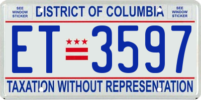 DC license plate ET3597