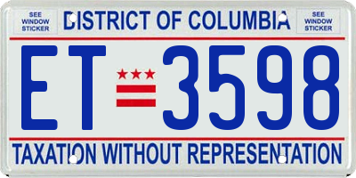 DC license plate ET3598